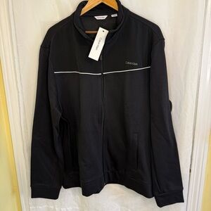 Calvin Klein Black Zip Up Sweater with Athletic Design